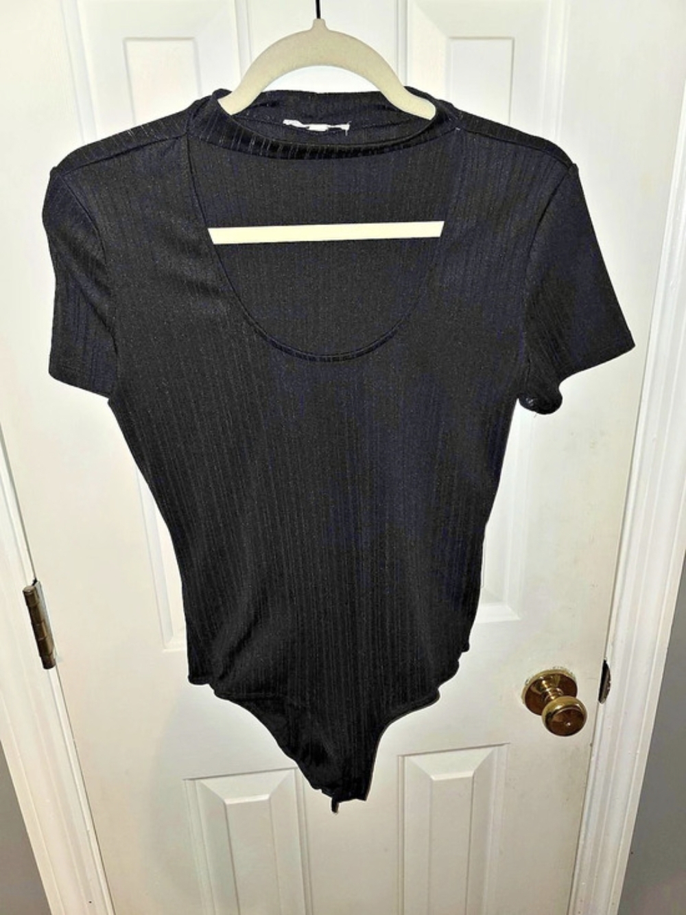 Ribbed Bodysuit in Black Size Medium